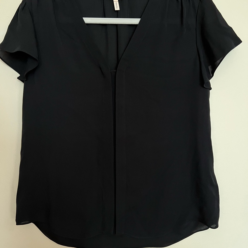 Rebecca Taylor black flutter sleeve blouse, size 6